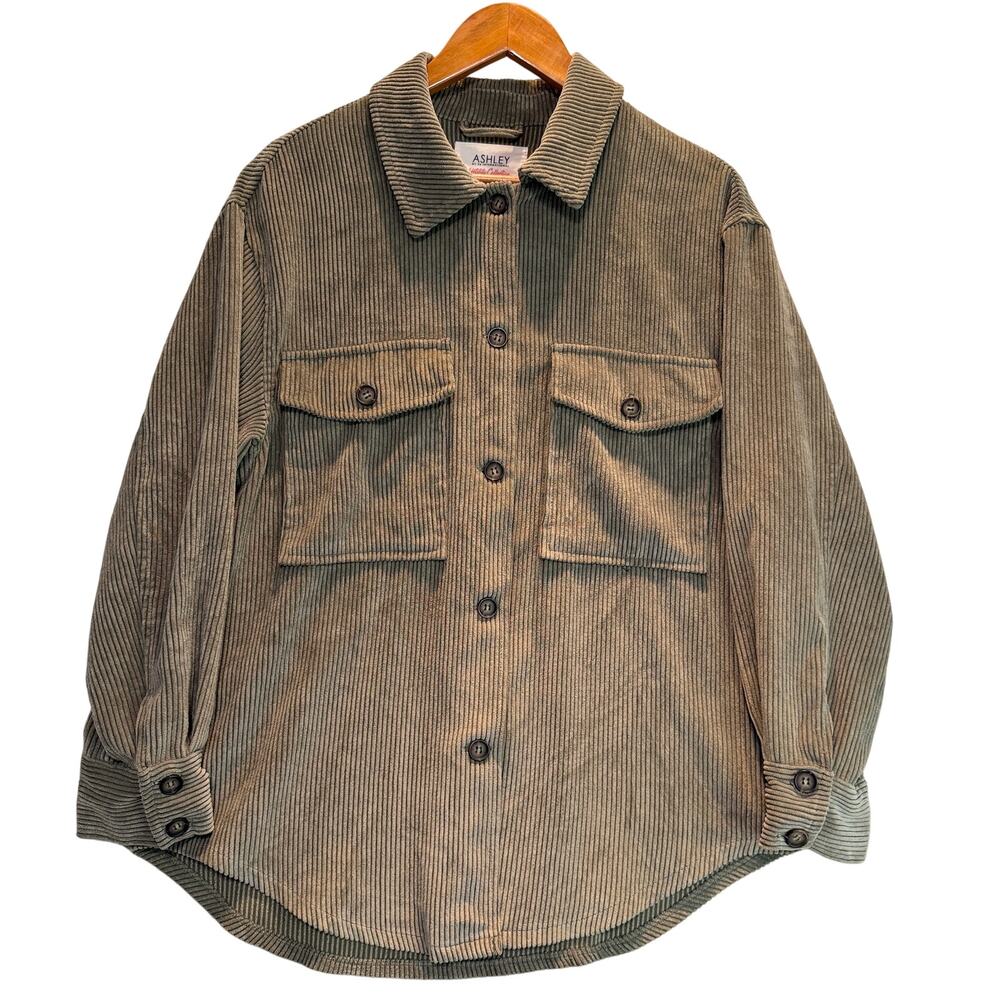 Ashley 26 International Shirt Womens Small Brown Corduroy Button Up Shacket